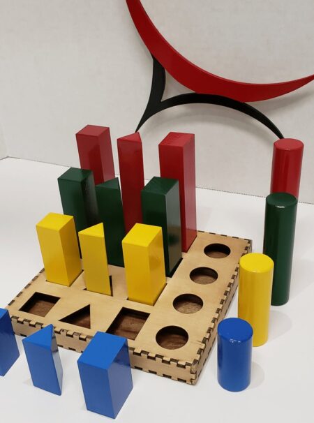 Montessori wooden peg box shapes