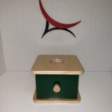 object permanence box with drawer and ball
