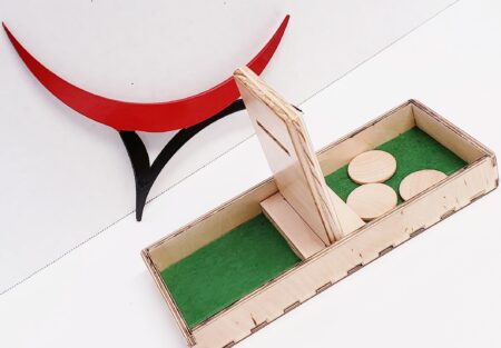 Montessori object permanence board with coins and tray