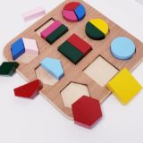 Woodne chunky shapes puzzle, fraction puzzle for toddler