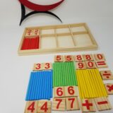 montessori math rods with tiles and box