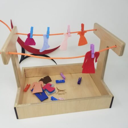 montessori clothesline activity tray