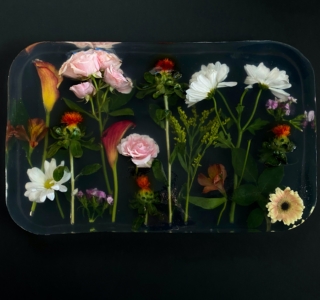 Show an example of flower preservation in resin