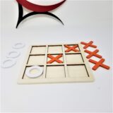 Wooden brain teaser with nine puzzle pieces