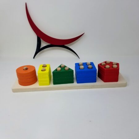 Educational Wooden Blocks with Various Geometric Shapes for Toddlers