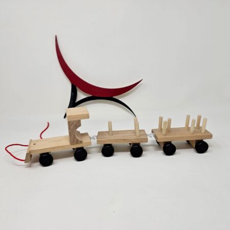 Montessori-inspired Geometric Shapes Sorter: Engage in hands-on learning with a wooden train toy