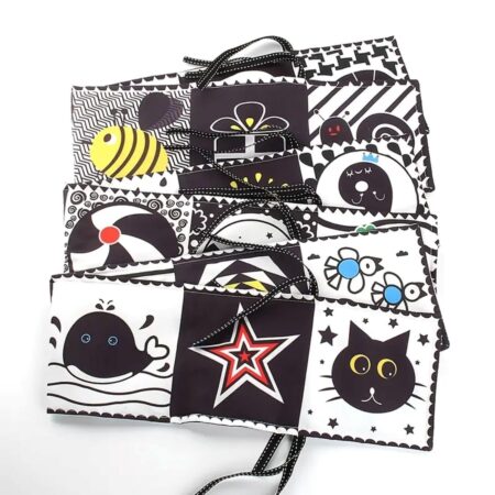black and white cloth Early Exploration Cloth Book is a versatile and engaging resource for parents