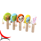 drum rattle wooden cartoon rattle drum toy classic kids educational wooden toy