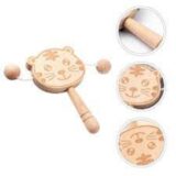 wooden cartoon rattle drum toy classic kids educational wooden toy