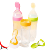infants silicone feeding bottle with spoon and suction toddler food processor children food rice paste spoon tableware halloween gift thanksgiving gift