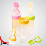 silicone baby food feeder infants silicone feeding bottle with spoon and suction toddler food processor infant feeder