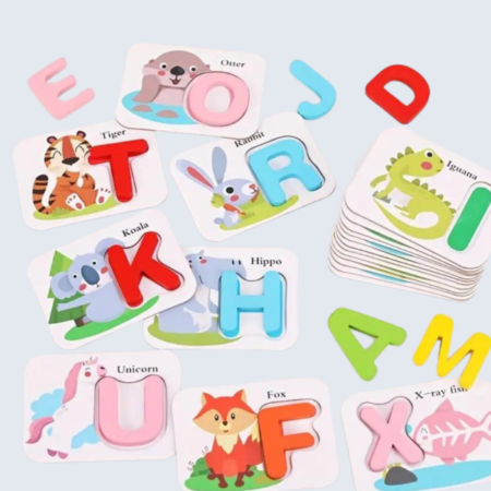 animal flash cards recognition letters montessori class room alphabet awareness